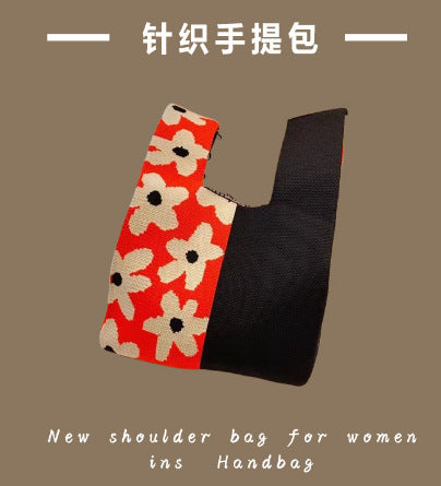 Vest Bag Women's Korean Knitted New Year Knitted Bag Hand Bag Knitted Oblique Bag