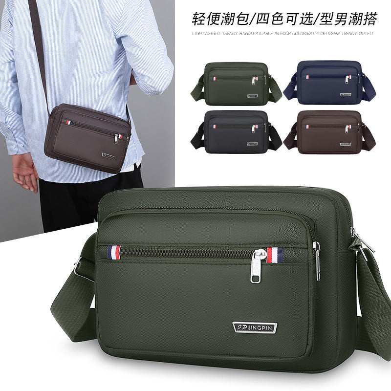 Fashionable Men's Shoulder Bag with Waterproof PU Material and Multi-layer Storage for Business and Travel