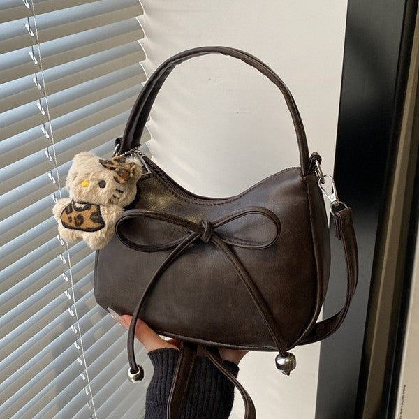 Women's Korean-Style Niche Design Bow Handbag All-Match Commute Crossbody Maillard Bag