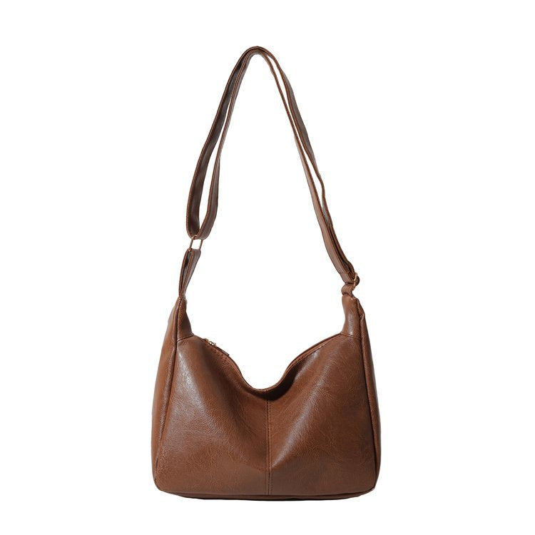 2025 New Fashion Women's Large Capacity Shoulder Tote Bag, Korean Style Retro Casual Commute Water Bucket Bag with Zipper Closure and Inner Phone Pocket
