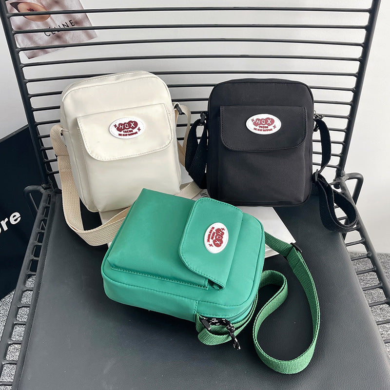 Cute Nylon Crossbody Bag for Women, Minimalist Japanese Style with Zipper Pocket and Adjustable Strap, Perfect for Daily Use and Student Fashion
