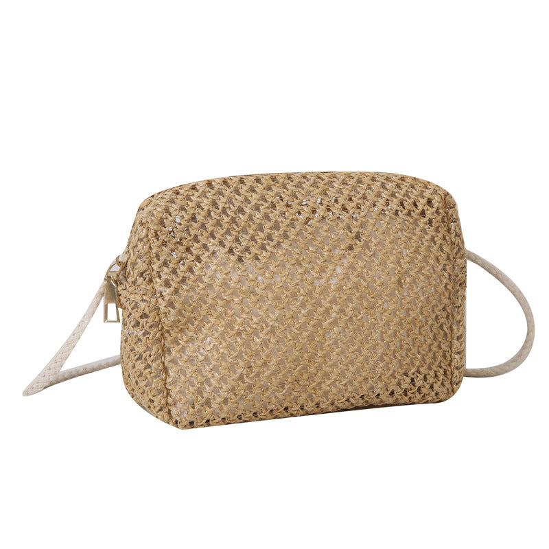 Summer Hand-Woven Bag Women's New Fresh Pastoral Style Crossbody Straw Bag Small Square Bag