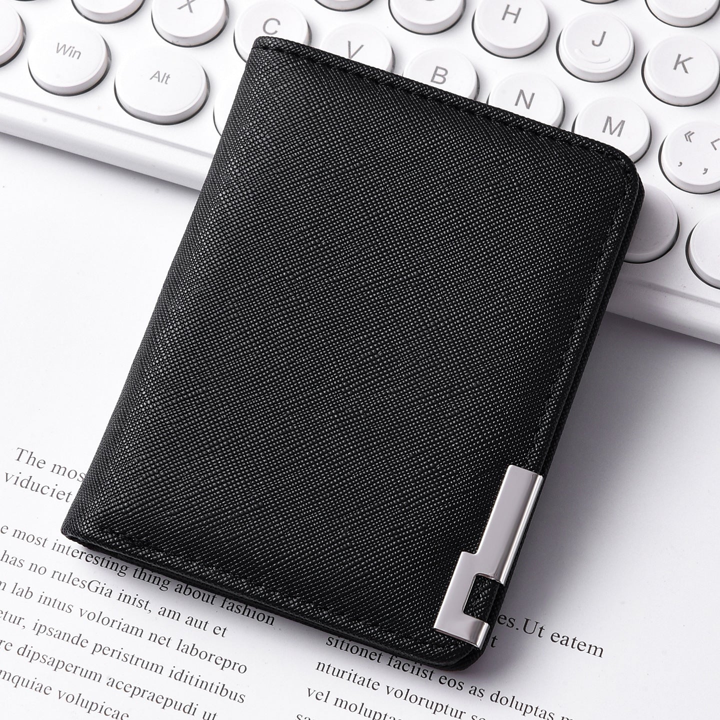 Wallet Men's Short Wallet Iron Edge Cross Pattern Men's Multiple Card Slots Wallet Card Holder Wallet Men's High Sense
