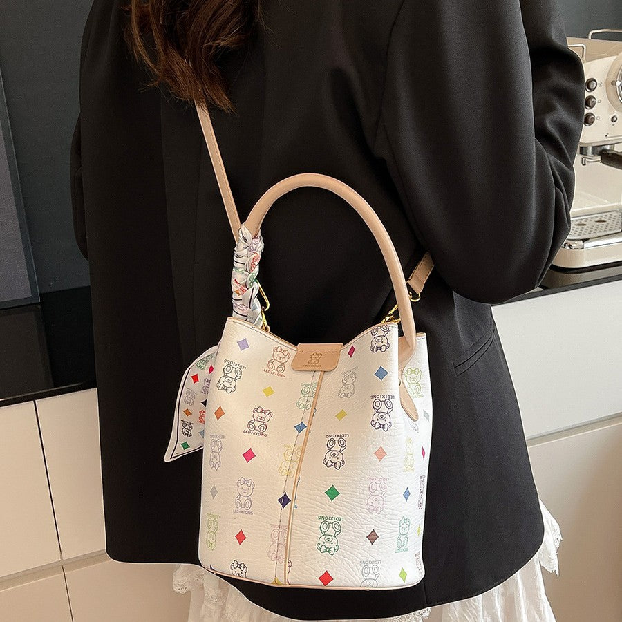 Presbyopic Retro Crossbody Bag Women's New Versatile Handheld Bucket Bag Western Style Commuter Shoulder Bag