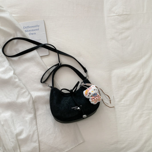 Chic Bow Detail Crossbody Bag 2026 Spring New Vintage Shoulder Bag for Women with Cute Charm and Practical Inner Pocket