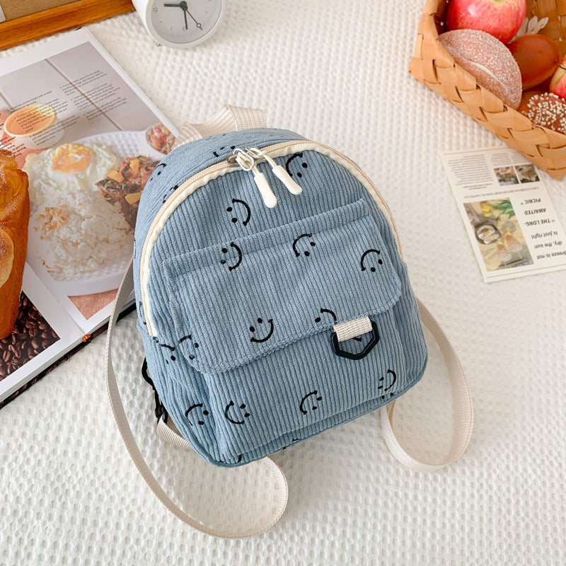 New Shoulder Bag Women's Fresh Sweet Smiley Face Mobile Phone Change Corduroy Handbag