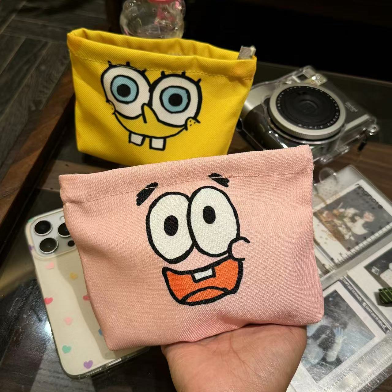 New Cartoon Sponge Baby Cosmetic Bag Good-looking Large Capacity Storage Bag Portable Clutch