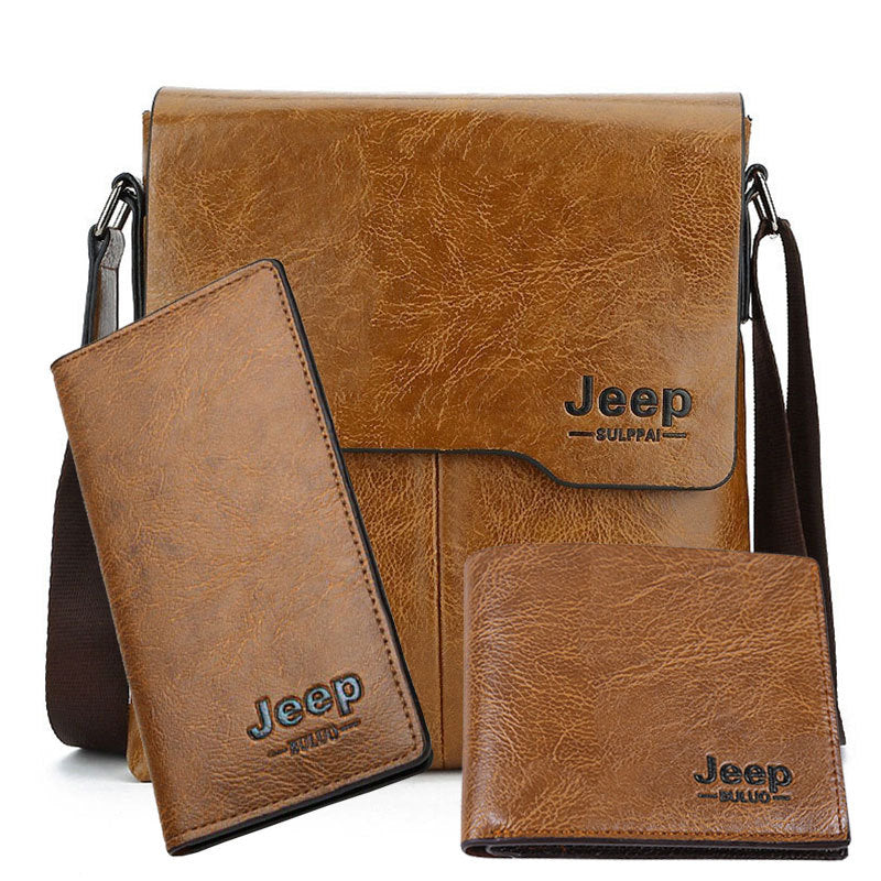 Retro Men's Crossbody Bag with Jeep Logo, Stylish Urban Travel Shoulder Bag for Daily Use
