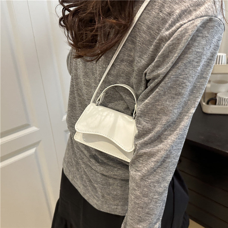 New Simple Fashion Women's Shoulder Crossbody Small Square Bag Stitching Design High-Grade Soft Pu Material Everyday Joker