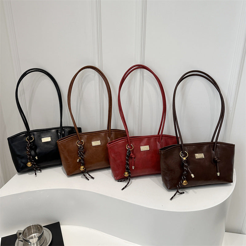 Fashion Simple Pu Commuter Tote Everyday Joker Large Capacity Shoulder Underarm Bag