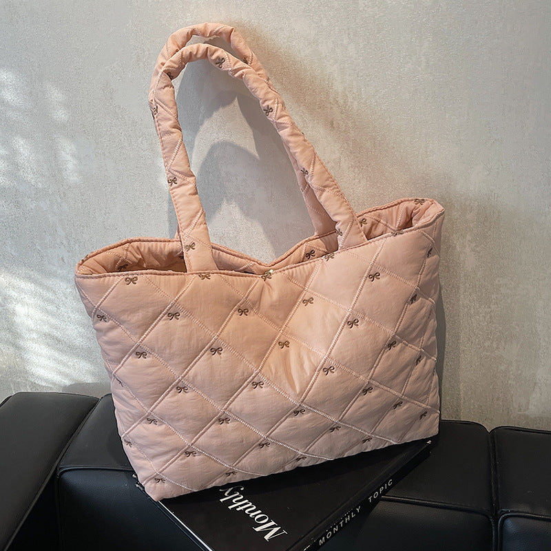 Commuter Tote Women's Idle Style New Single Shoulder Messenger Bag Casual Cotton Jacket Bag Underarm Bag