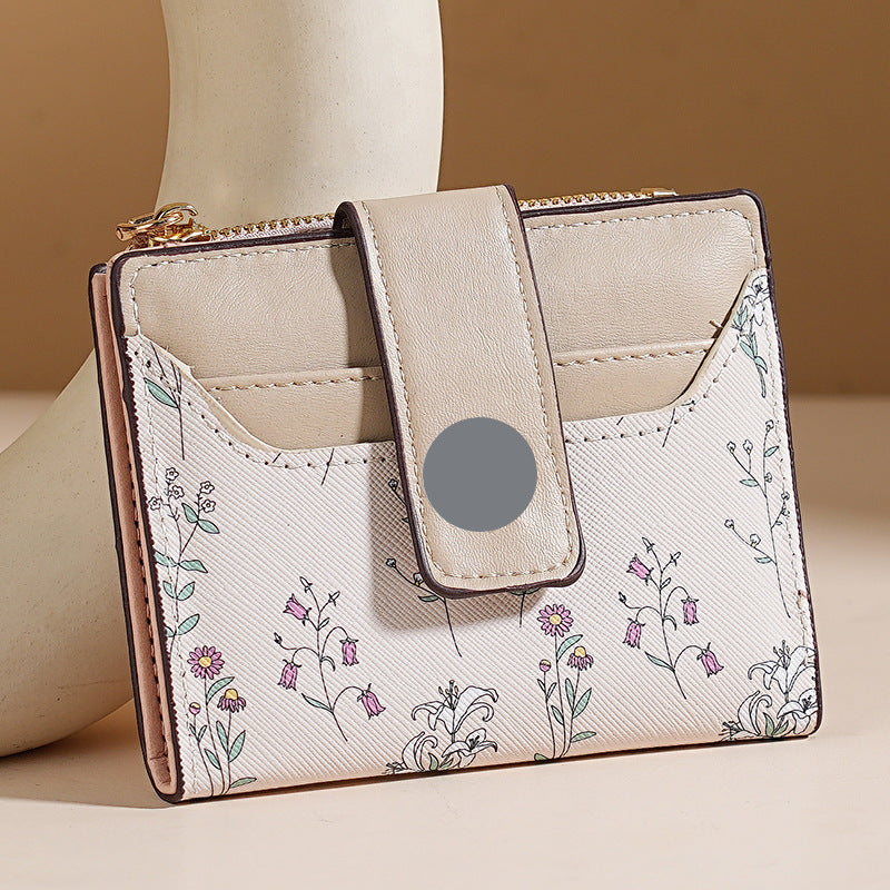 Chic Floral Mini Wallet for Women with Magnetic Closure and Card Slots, Elegant Design for Daily Use