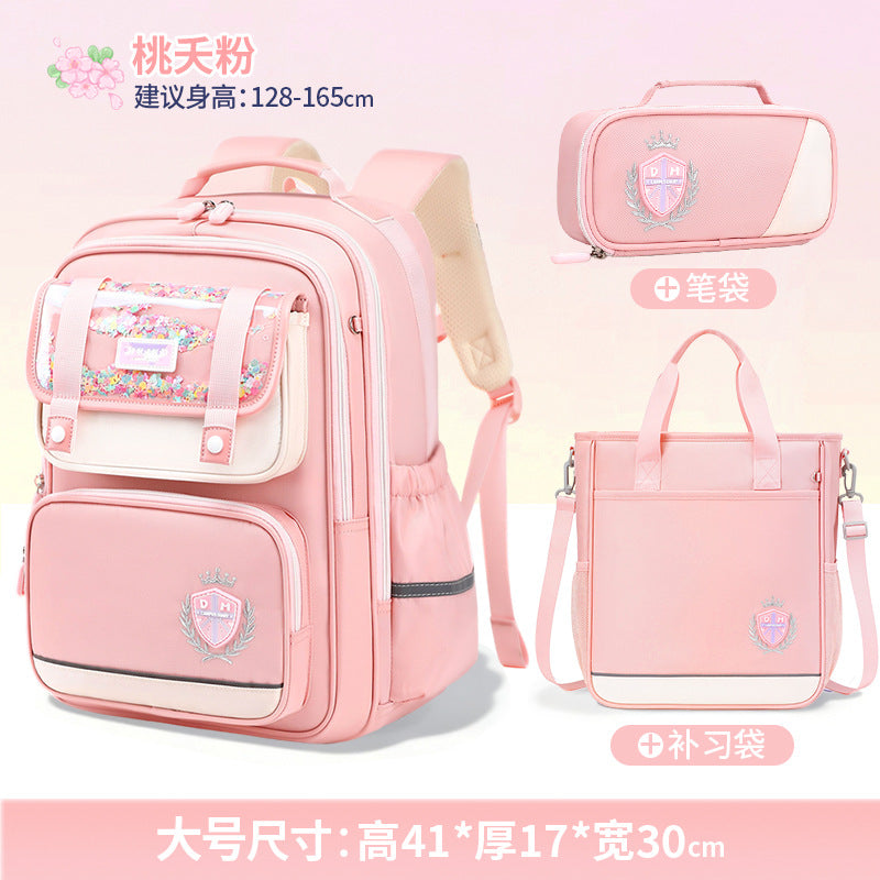 2026 New Kids Backpack for Grades 1-6, Lightweight & Ergonomic Design with Large Capacity, Breathable and Waterproof Oxford Fabric, British Style School Bag with Pencil Case and Study Bag Set