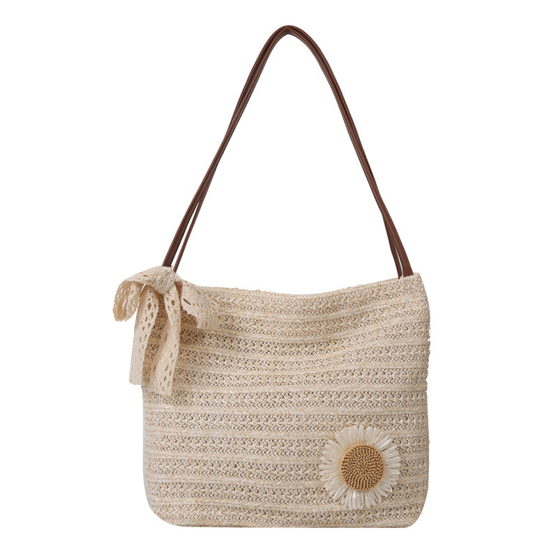 Woven Bag Women's Large Capacity Gentle and Stylish Temperament Straw Silk Scarf Shoulder Summer New Underarm Bag