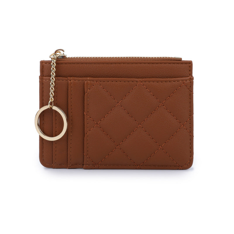 Rhombus Card Holder for Women with Keychain Multiple Card Slots Lightweight Storage European and American Retro Everyday Joker