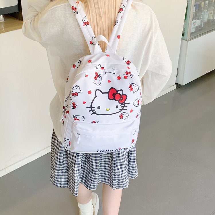 Cute Hello Kitty Backpack Student Schoolbag Lightweight Oxford Cloth Printing Design Comfortable Backpack for Women
