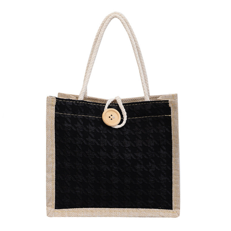 Floral Canvas Bag Handbag Bag Women's Western Style Simple Outing Hand Carry Lunch Bag