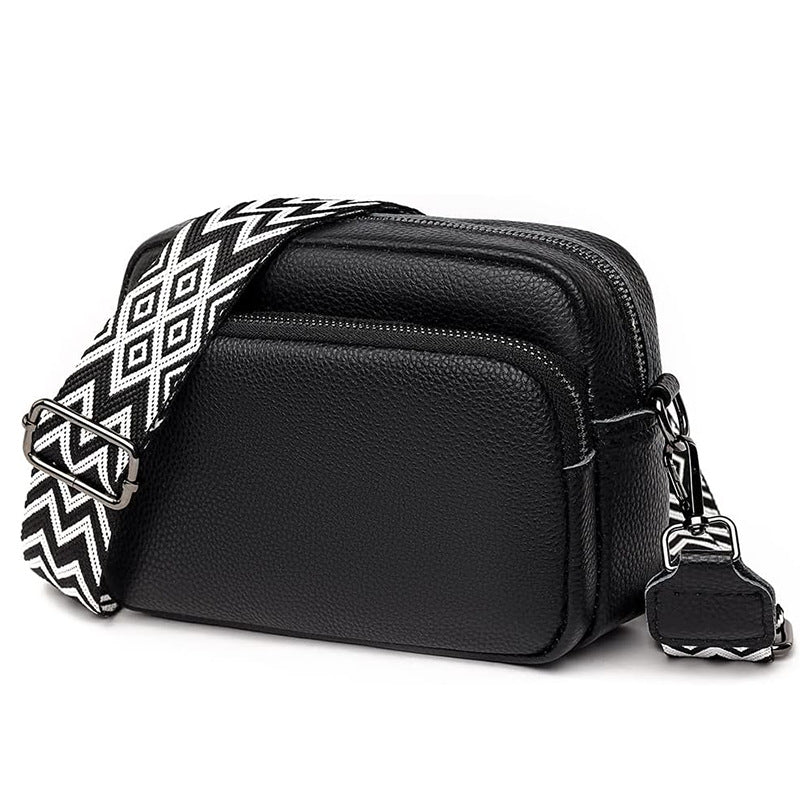 Chic Women's Crossbody Bag with Geometric Strap, PU Leather Mini Shoulder Bag for Daily Fashion