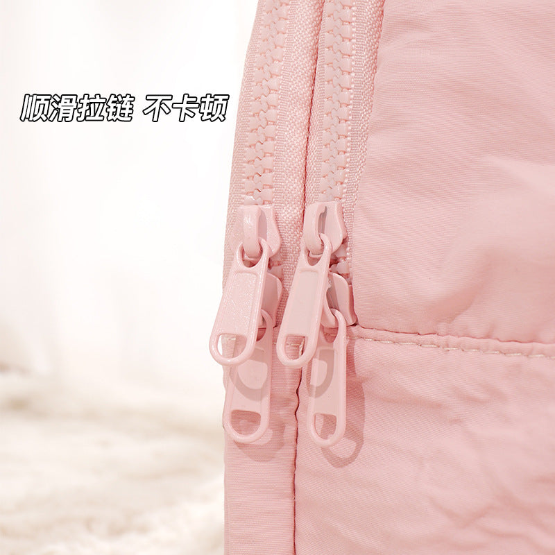 Double Wide Open Large Capacity Fluffy Cosmetic Bag Women's High-End Travel Portable Toiletry Bag Fresh Sweet Style