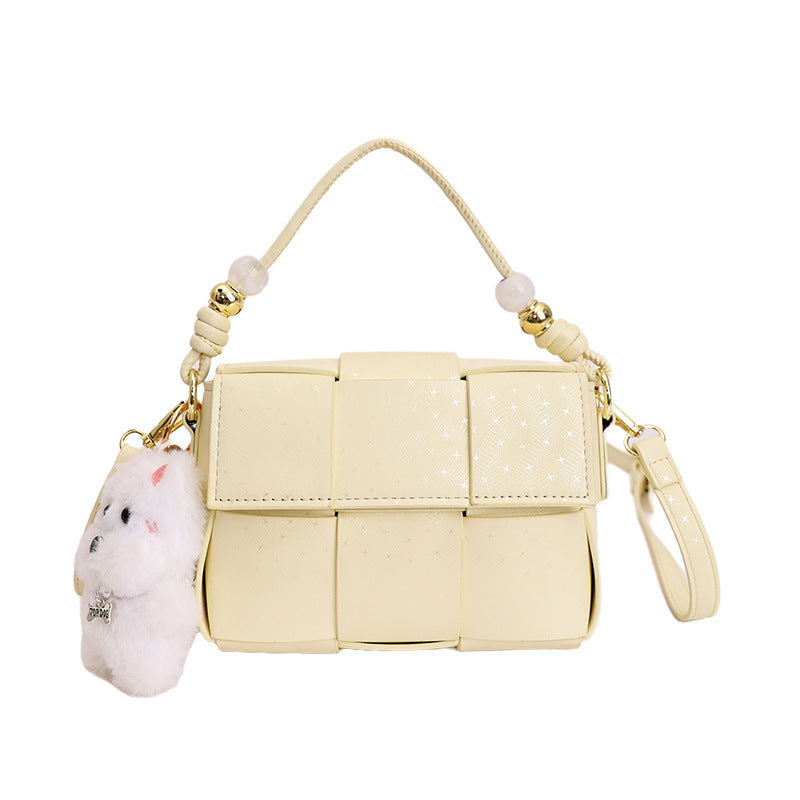 Korean Style Knitted Messenger Bag New Small Square Bag Cute Pendant Everyday Joker Fashion Handbag