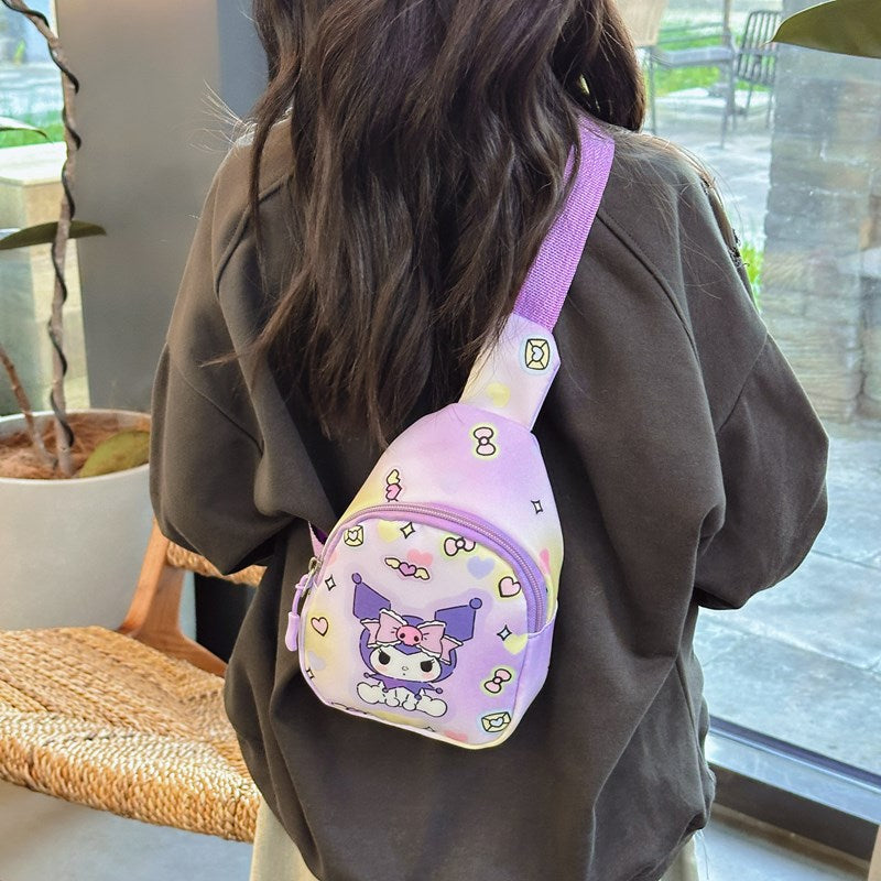 New Clow M Melody Children's Chest Pack Girl Cartoon Cute Change Casual All-Match Messenger Bag