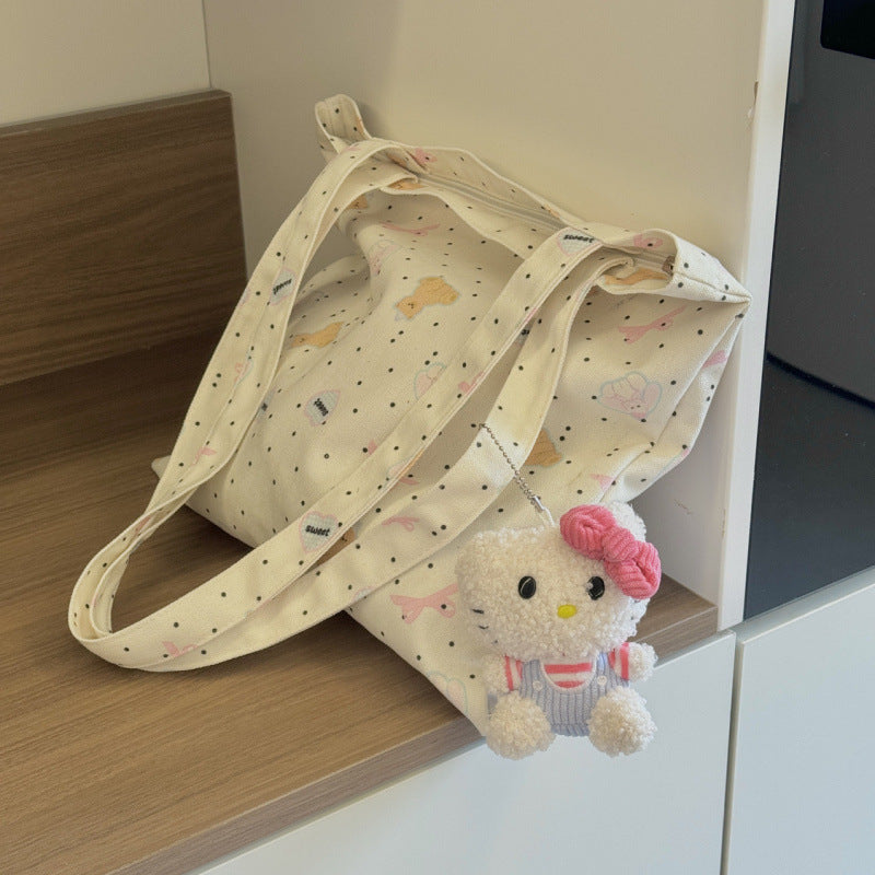 Cute Floral Print Tote Bag for Women 2024 Trendy Canvas Shoulder Bag with Large Capacity Perfect for Daily Commute and Travel