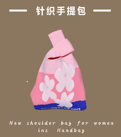 Vest Bag Women's Korean Knitted New Year Knitted Bag Hand Bag Knitted Oblique Bag