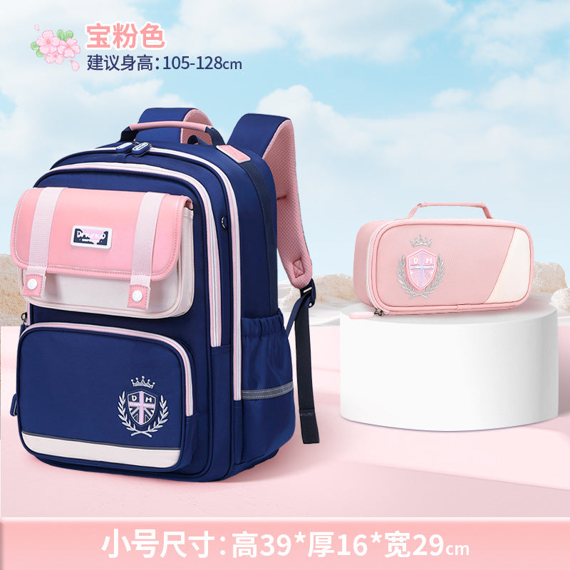 2026 New Kids Backpack for Grades 1-6, Lightweight & Ergonomic Design with Large Capacity, Breathable and Waterproof Oxford Fabric, British Style School Bag with Pencil Case and Study Bag Set