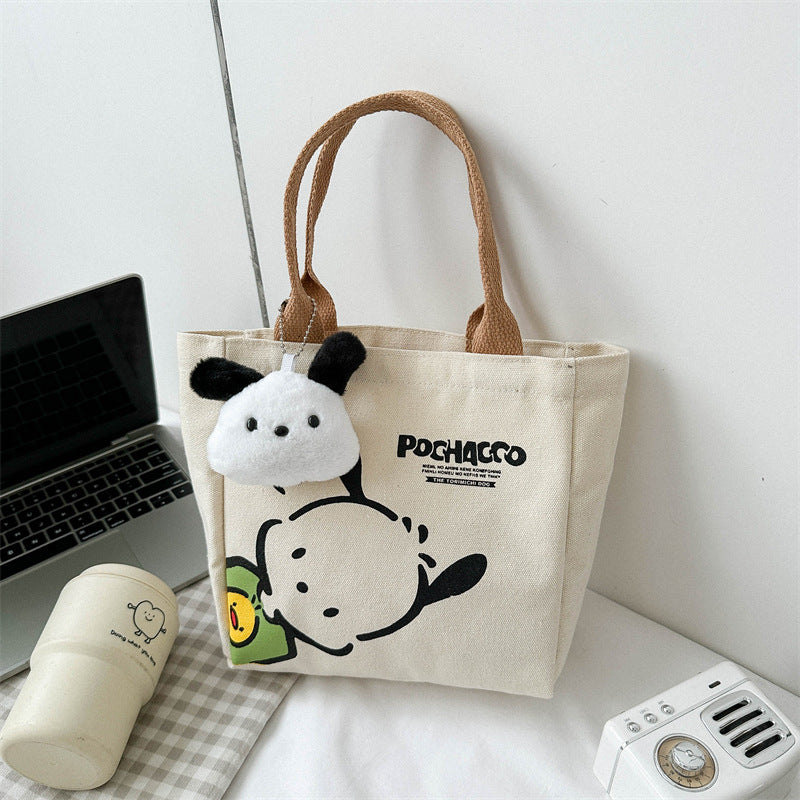 Women's Canvas Bag New Simple Commute Lunch Box Lunch Bag Fashion Mini Portable Small Cloth Bag