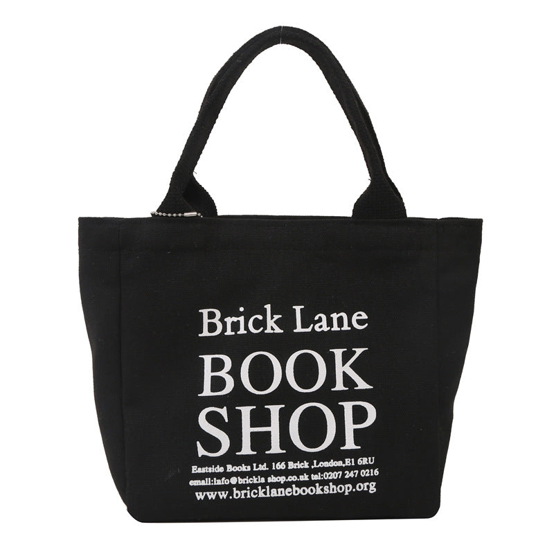 Minimalist Canvas Tote Bag with Book Shop Print for Daily Use and Commuting