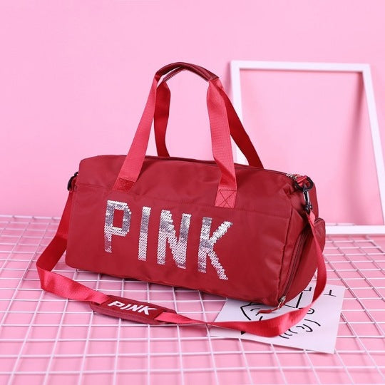 Pink Gym Bag Men's and Women's New Outdoor Travel Bag Portable Large Capacity Nylon Waterproof Shoes Warehouse Bag