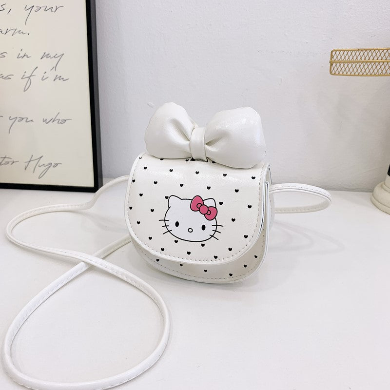 Children's Bags New Cartoon Cute Bow Mini Coin Purse Cat Printing Boys and Girls Messenger Bag