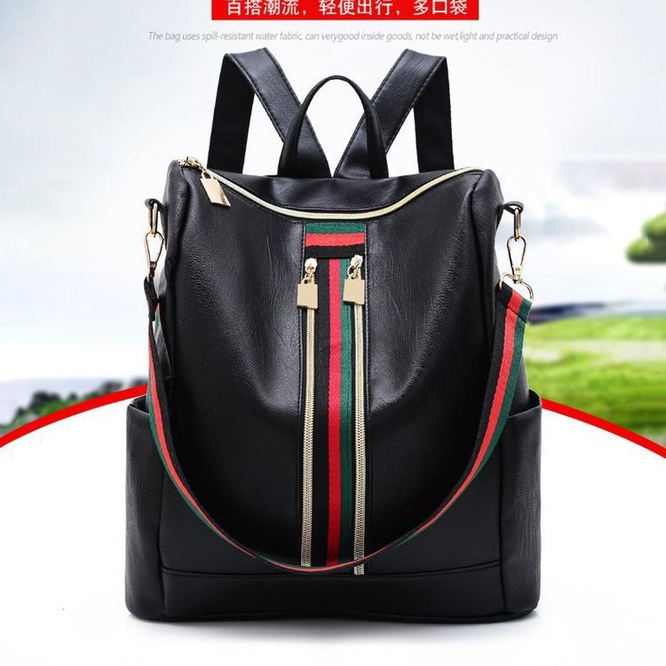 Pu Backpack Women's New Korean-Style Preppy Style Large Capacity British Wild Travel Schoolbag