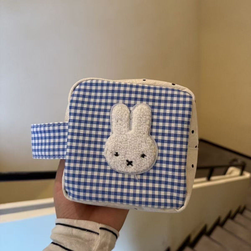 Cute Polka Dot Miffy Rabbit Handbag with Zipper Closure - Stylish Mini Square Bag for Camera and Makeup Storage
