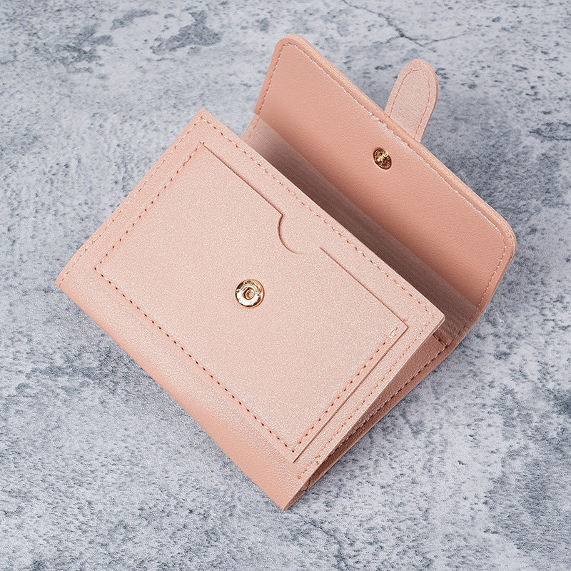 2025 New Women's Compact Wallet with Buckle Design, Minimalist Korean Style, Perfect for Daily Use and Student Fashion