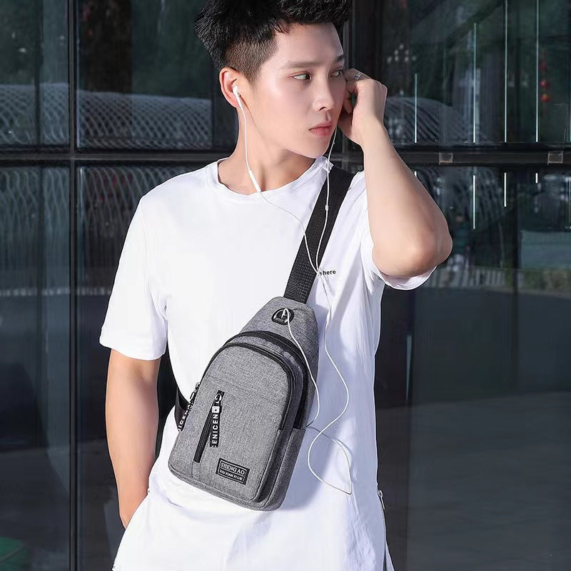 Stylish Men's Crossbody Bag with USB Charging Port, Fashionable Streetwear Design for Daily Use