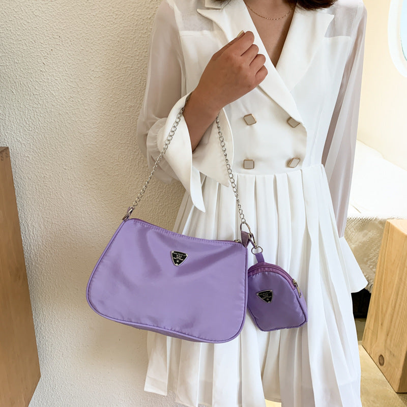 New Simple Small Crossbody Bag Women's Underarm Bag Solid Color Two-Piece Shoulder Bag Casual Bag Crossbody Women's Bag Mother and Child Bag