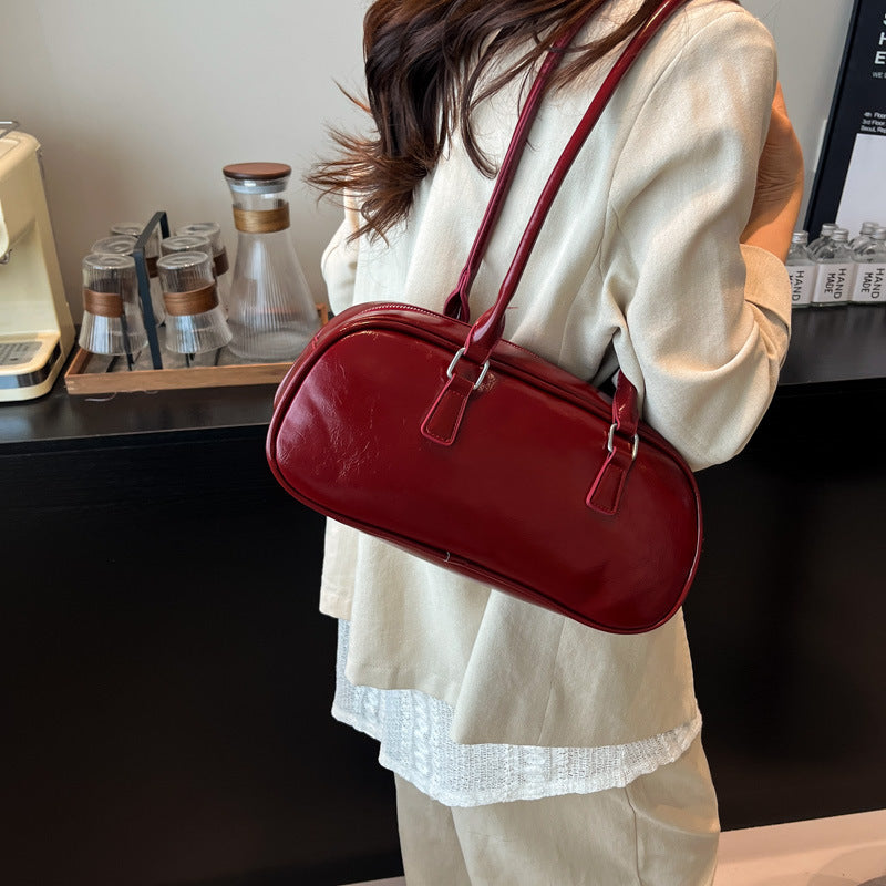Elegant Pearl Lace Decorated PU Tote Bag with Large Capacity and Zipper Closure for Daily Use