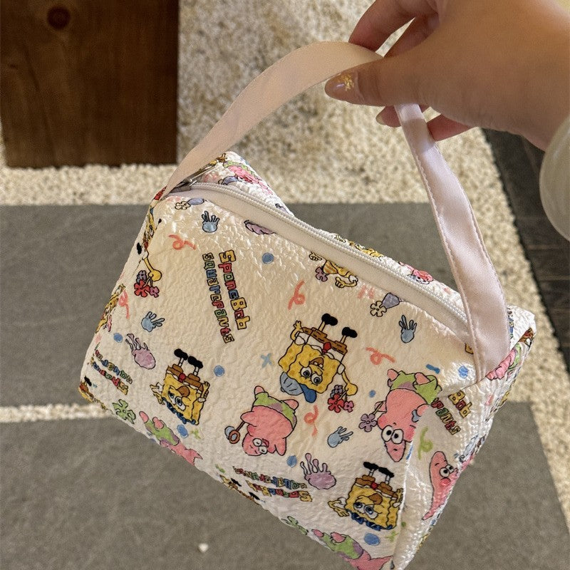 New Cartoon Sponge Baby Convenient Makeup Wash Bag Travel Storage Bag Large Capacity