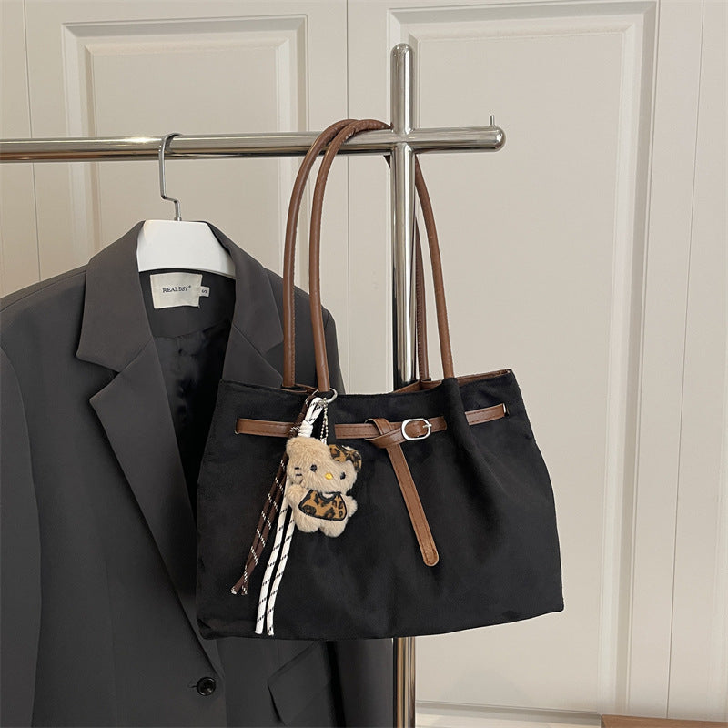 Fashionable Casual Large-Capacity Suede Tote Bag New Commuter Super Popular High-Grade Shoulder Bag for Women