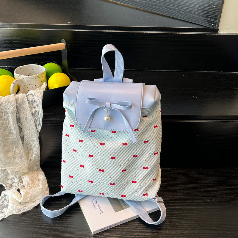Large Capacity Fashion Backpack Women's New Travel Student Schoolbag Bow Design Practical Inner Bag