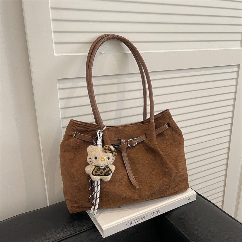 Fashionable Casual Large-Capacity Suede Tote Bag New Commuter Super Popular High-Grade Shoulder Bag for Women