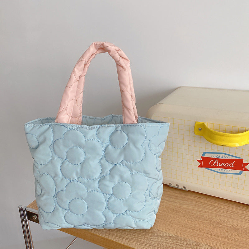 Milk Fufu with Hand Bag Korean Style Contrast Color Sweet Storage Bag Cloth Bag