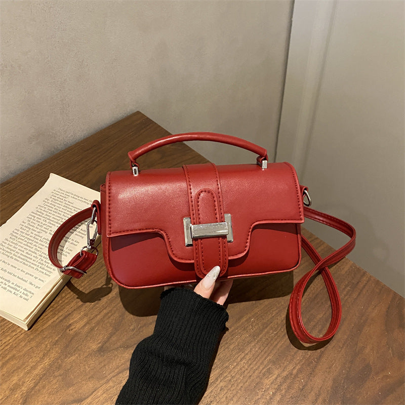 Trendy Western Style Belt Buckle Fashionable Spring New Light Luxury Commute Leisure Single Shoulder Crossbody Portable Small Square Bag for Women