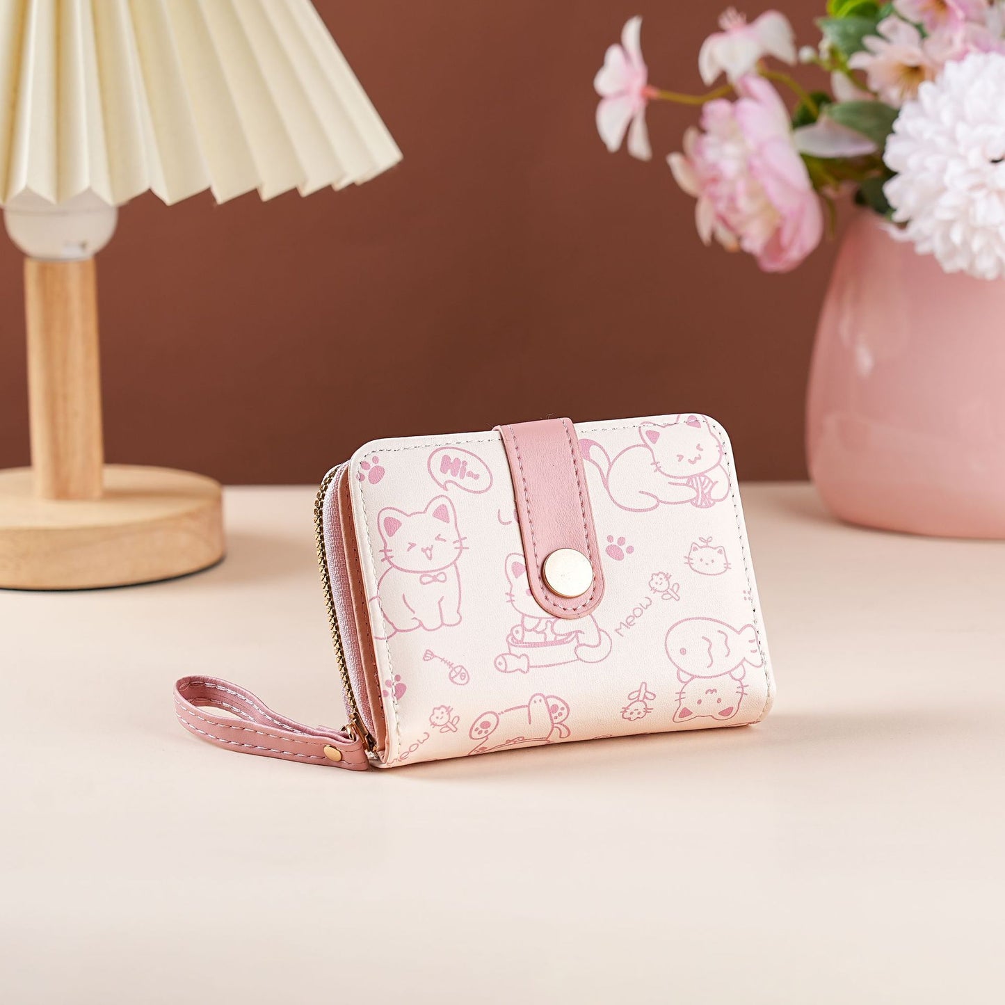 New Simple Cute Refreshing Flower Student Wallet Korean Style Fashion Short Pu Wallets for Women