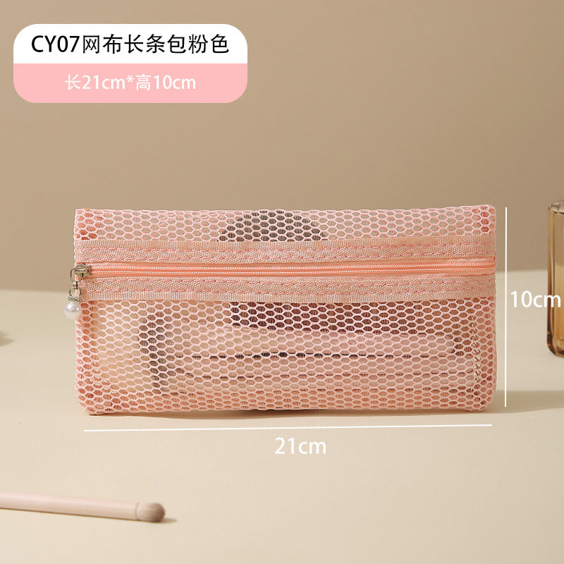 Large Capacity Mesh Tote Bag with Compartment Storage for Travel Toiletries and Cosmetics