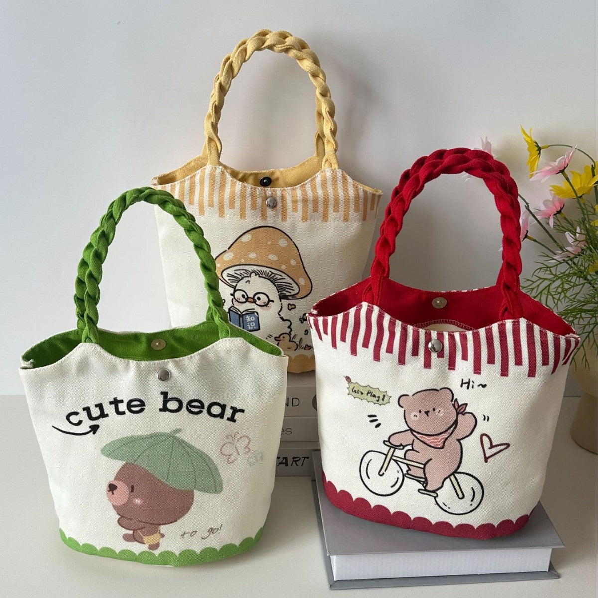 Vegetable Basket Bag Female Cartoon Cute Commuter Hand Carrying Child Storage Lunch Box Lunch Bag