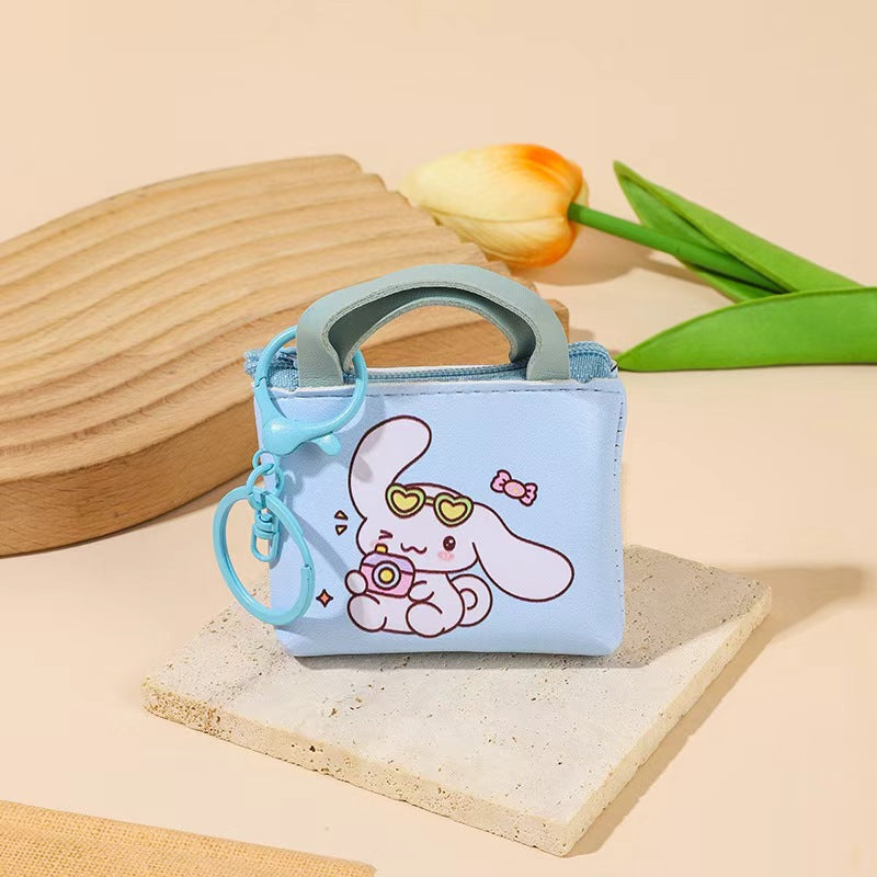 Cute Cartoon Rabbit Mini Wallet with Zipper and Keychain for Kids and Teens - Stylish Daily Coin and Card Holder