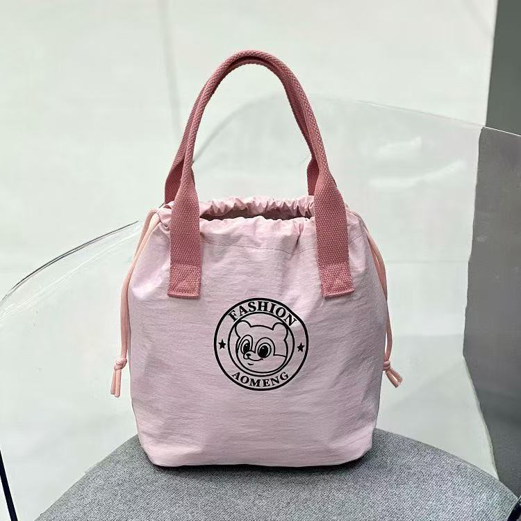 Fashion Waterproof Drawstring Pocket Tote Bag Printing Design Commuter Bento Everyday Joker Practical Handbag