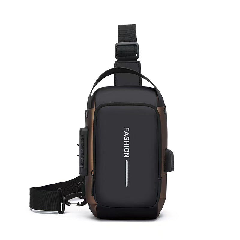 Men's Messenger Bag Waterproof Password Lock Chest Bag Men's Large Capacity Commuter Travel Crossbody Shoulder Bag
